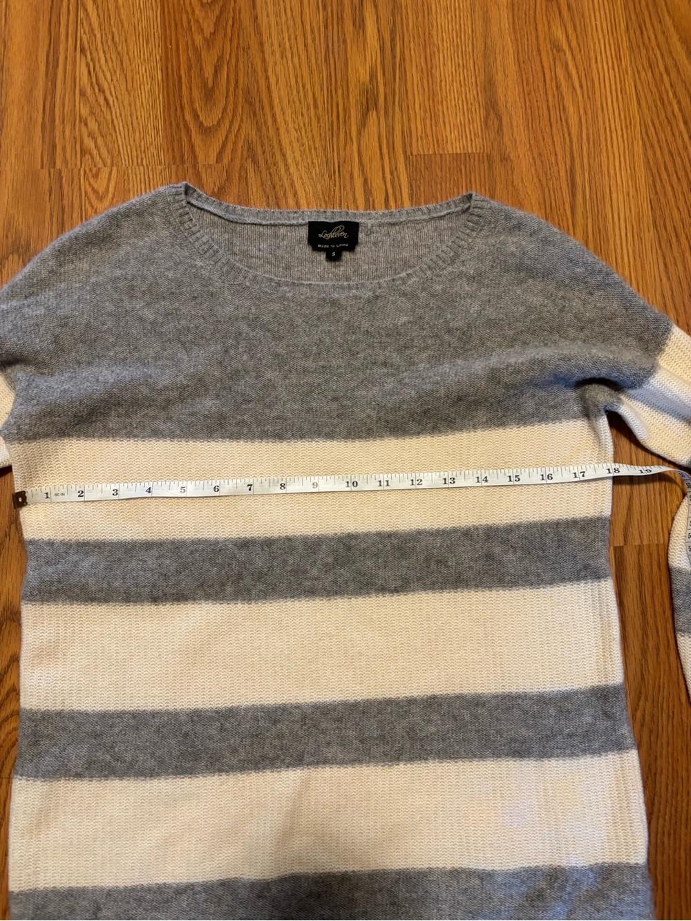 Cozy Striped Crewneck Sweater - Gray & Cream - Picture 2 of 8